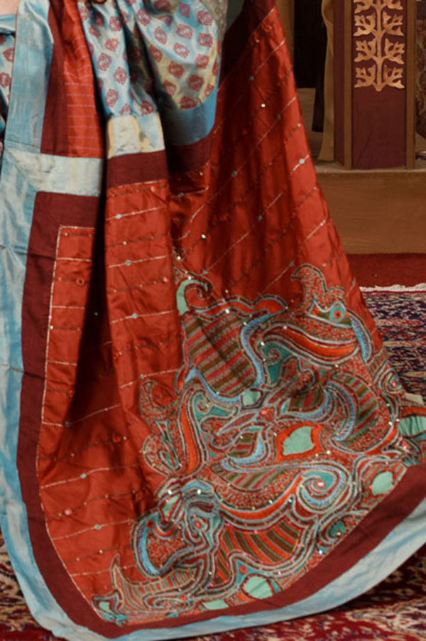 Muslin Printed & Karchupi Ornamented Saree