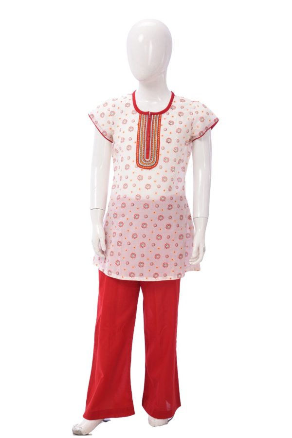 Cotton Printed & Embroidered Set for Girls