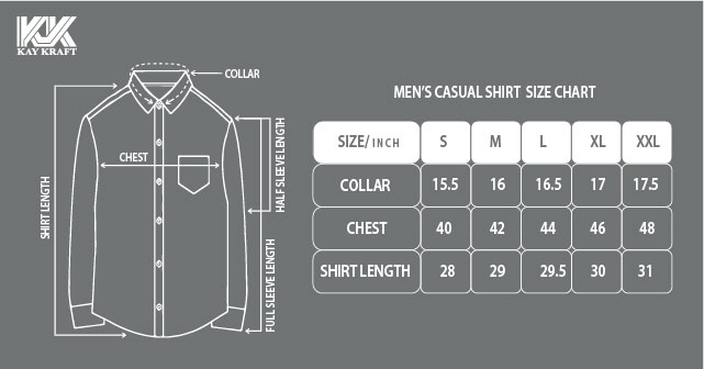 KK-Men's casual shirt size chart
