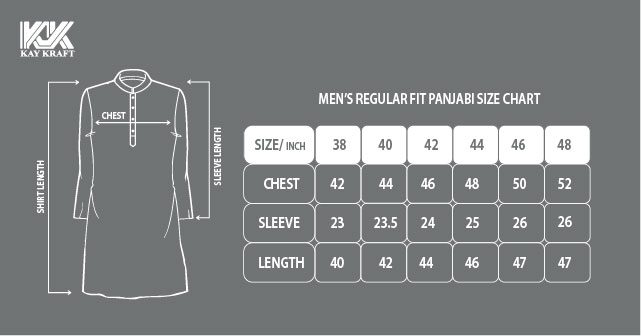 KK-Men's regular fit panjabi size chart
