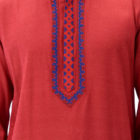 Coral Red Cotton Embroidered Panjabi