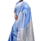Sky Blue Katan Saree; Handicrafts; Kay Kraft; Bangladesh; Fashion; Textiles; Bangladeshi Fashion; Handicrafts; Kay Kraft; Bangladesh; Fashion; Textiles; Bangladeshi Fashion
