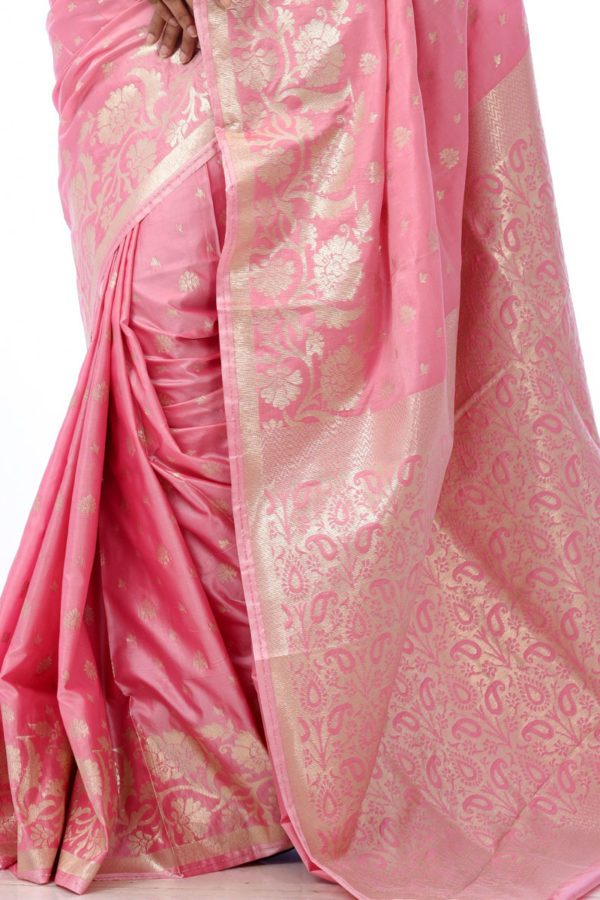 Baby Pink Katan Saree; Handicrafts; Kay Kraft; Bangladesh; Fashion; Textiles; Bangladeshi Fashion; Handicrafts; Kay Kraft; Bangladesh; Fashion; Textiles; Bangladeshi Fashion