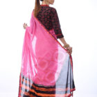 Pink Cotton Printed & Tie-dyed Saree