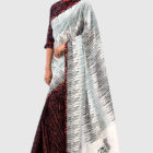 Off White Cotton Printed & Tie-Dyed Saree