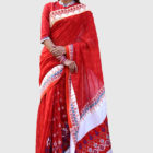 Red Cotton Printed Saree