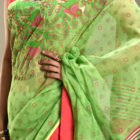 Parrot Green Half Silk Printed Saree