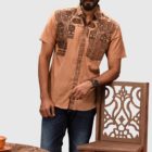 Brown Cotton Casual Shirt