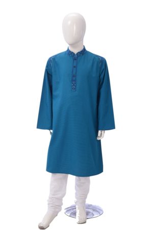 Turquoise Cotton Printed Panjabi for Boys