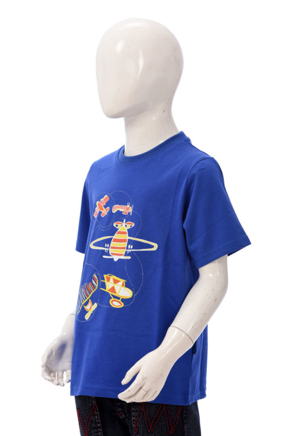 Blue Cotton Printed T-Shirt for Junior Boys