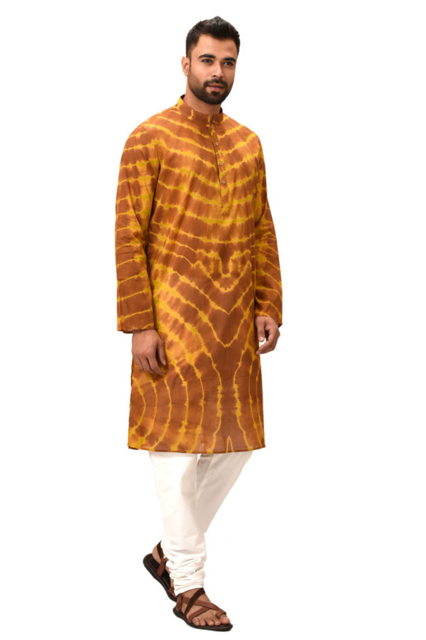 Brown Cotton Tie-dyed Panjabi