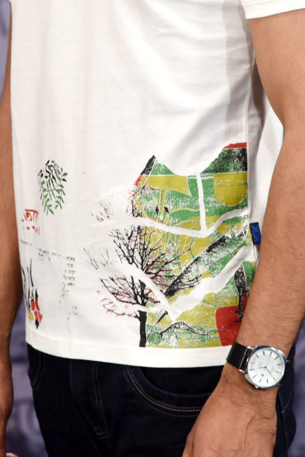 Off White Cotton Printed T-Shirt