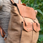 Leather Trimmed Backpack with Laptop Chamber
