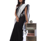 Black Half Silk Silver Paar Saree; Handicrafts; Kay Kraft; Bangladesh; Fashion; Textiles; Bangladeshi Fashion; Handicrafts; Kay Kraft; Bangladesh; Fashion; Textiles; Bangladeshi Fashion