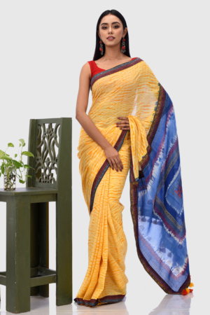 Cotton Printed & Tie-dyed Saree