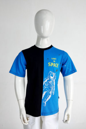 Black; Sky blue Cotton Printed T-Shirt for Boys; Handicrafts; Kay Kraft; Bangladesh; Fashion; Textiles;