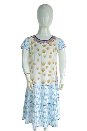 Off white Linen Printed Top for Junior Girls; Girls Dress; Kay Kraft; Bangladesh