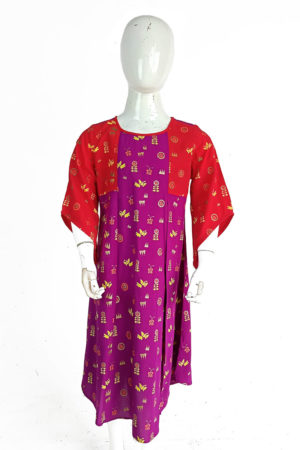 Purple Linen Printed Top for Girls; Handicrafts; Kay Kraft; Bangladesh; Fashion; Textiles; Bangladeshi Fashion