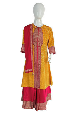 Silk Printed Top with Sarara Dupatta for Girls; Girl Dress; Handicrafts; Kay Kraft; Bangladesh; Fashion; Textiles; Bangladeshi Fashion