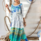 Sea Blue Linen Printed Kurti; Handicrafts; Kay Kraft; Bangladesh; Fashion; Textiles;