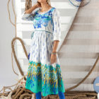 Sea Blue Linen Printed Kurti; Handicrafts; Kay Kraft; Bangladesh; Fashion; Textiles;