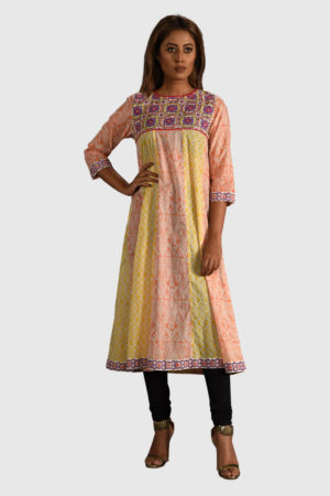 Cotton Printed Embroidered Kurti Handicrafts; Kay Kraft; Bangladesh; Fashion; Textiles; Bangladeshi Fashion
