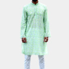 Paste Green Cotton Printed Panjabi; Handicrafts; Kay Kraft; Bangladesh; Fashion; Textiles;