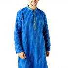 Royal blue Cotton Printed Panjabi; Handicrafts; Kay Kraft; Bangladesh; Fashion; Textiles;