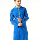 Blue Cotton Printed Panjabi; Handicrafts; Kay Kraft; Bangladesh; Fashion; Textiles;
