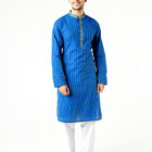 Blue Cotton Printed Panjabi; Handicrafts; Kay Kraft; Bangladesh; Fashion; Textiles;