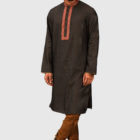 Black Cotton Printed Panjabi; Handicrafts; Kay Kraft; Bangladesh; Fashion; Textiles;