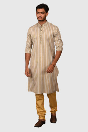 Off White Cotton Printed Panjabi; Handicrafts; Kay Kraft; Bangladesh; Fashion; Textiles;