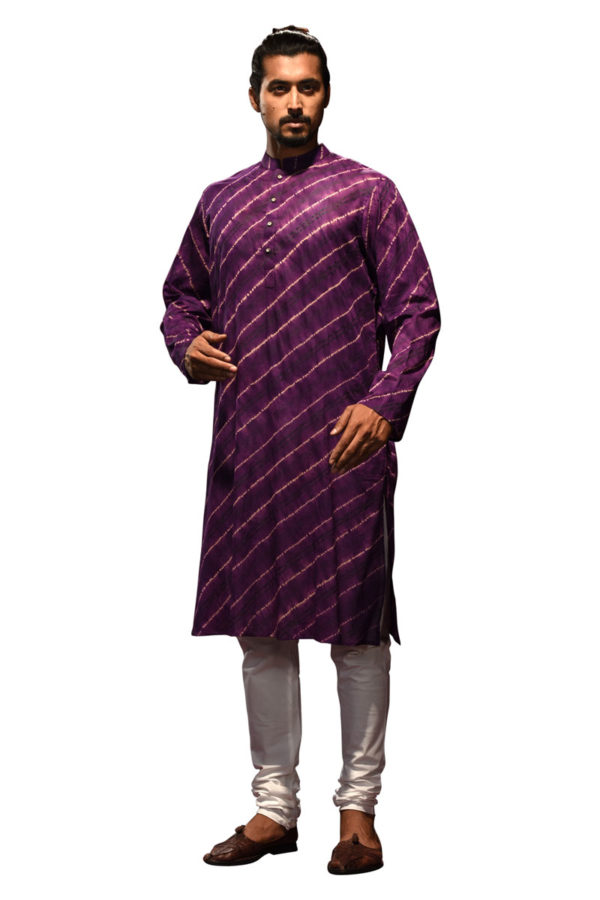 Purple Cotton Tie-Dyed Panjabi; Handicrafts; Kay Kraft; Bangladesh; Fashion; Textiles;