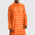 Orange Cotton Tie-Dyed Panjabi; Handicrafts; Kay Kraft; Bangladesh; Fashion; Textiles;