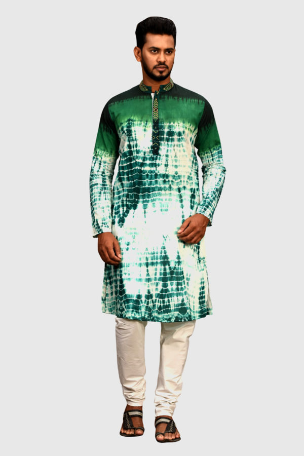 Multicolor Cotton Printed, Embroidered; Tie-Dyed Panjabi; Handicrafts; Kay Kraft; Bangladesh; Fashion; Textiles;