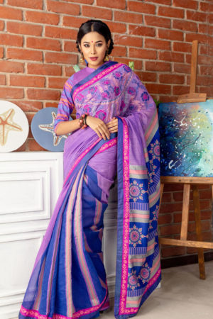 Iris Half Silk Printed Saree; Handicrafts; Kay Kraft; Bangladesh; Fashion; Textiles; Bangladeshi Fashion