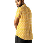Chrome Yellow Cotton Printed Smart Casual Shirt; Handicrafts; Kay Kraft; Bangladesh; Fashion; Textiles;