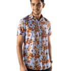 Ash Sky Linen Printed Smart Casual Shirt; Handicrafts; Kay Kraft; Bangladesh; Fashion; Textiles;