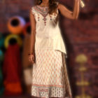 Off White Cotton Printed Tassel Top with Skirt; Handicrafts; Kay Kraft; Bangladesh; Fashion; Textiles;