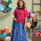 Magenta Cotton Printed Tie-dyed Top with Skirt; Handicrafts; Kay Kraft; Bangladesh; Fashion; Textiles; Bangladeshi Fashion