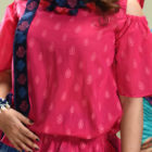 Magenta Cotton Printed Tie-dyed Top with Skirt; Handicrafts; Kay Kraft; Bangladesh; Fashion; Textiles; Bangladeshi Fashion