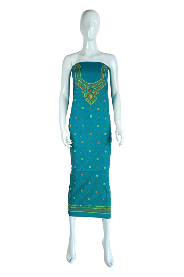 Turquoise Handlooom Cotton Kurti Fabric; Women's Dress; Kay Kraft; Bangladesh