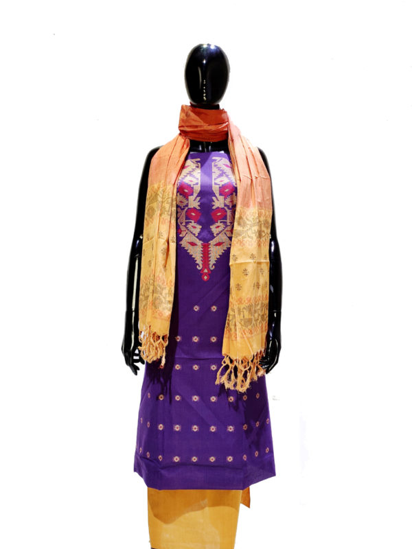 Pale Violet Handloom Cotton Jamdani Salwar Kameez Set; Handicrafts; Kay Kraft; Bangladesh; Fashion; Textiles;