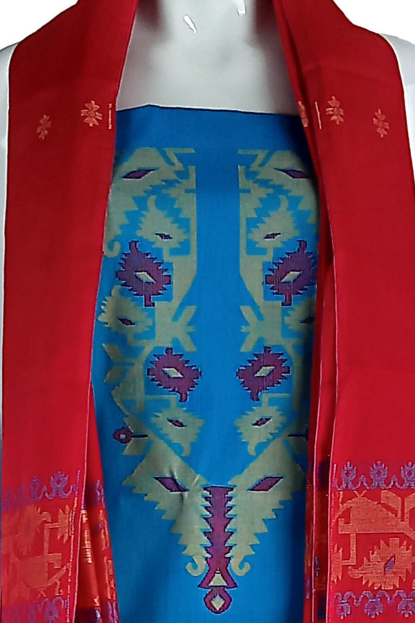 Turquoise Handloom Cotton Salwar Kameez Set; Kay Kraft; Bangladesh