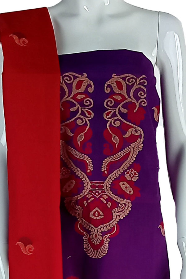 Purple Handloom Cotton Salwar Kameez Set; Kay Kraft; Bangladesh
