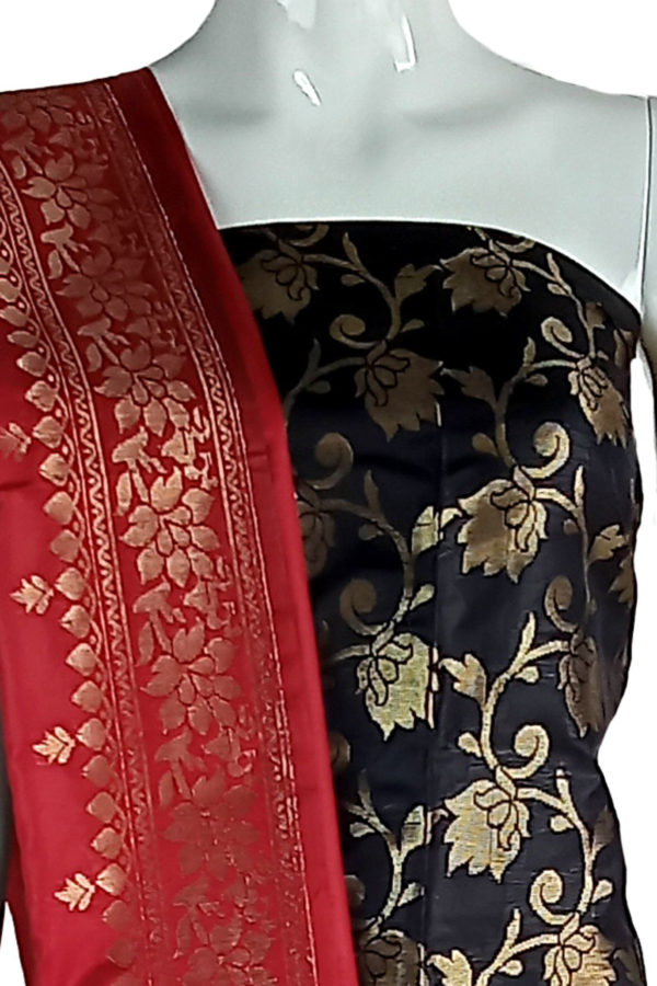 Black Handloom Katan Salwar Kameez Set; Women's Dress; Kay Kraft; Bangladesh