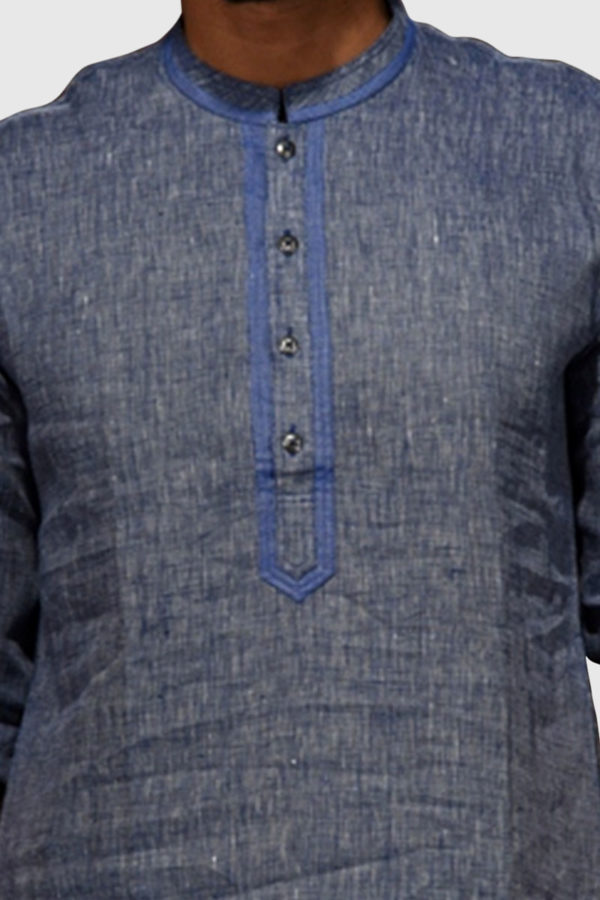 Bluish Ash Cotton Panjabi; Handicrafts; Kay Kraft; Bangladesh; Fashion; Textiles;