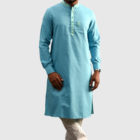 Sky Blue Cotton Panjabi; Handicrafts; Kay Kraft; Bangladesh; Fashion; Textiles;