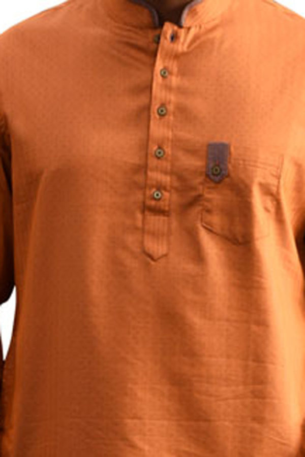 Orange Cotton Panjabi; Handicrafts; Kay Kraft; Bangladesh; Fashion; Textiles;