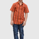Brick Red Cotton Printed Casual Shirt for Boys; Handicrafts; Kay Kraft; Bangladesh; Fashion; Textiles; Bangladeshi Fashion